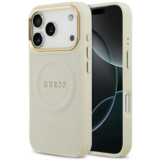MagSafe ovitek za Apple iPhone 17 Pro, Guess, Peony Hot Stamp, Bež