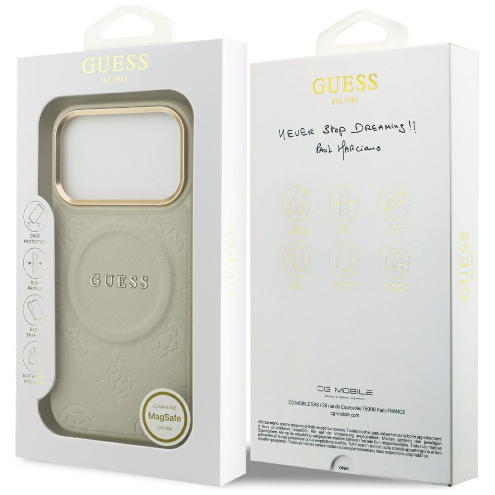 MagSafe ovitek za Apple iPhone 17 Pro, Guess, Peony Hot Stamp, Bež