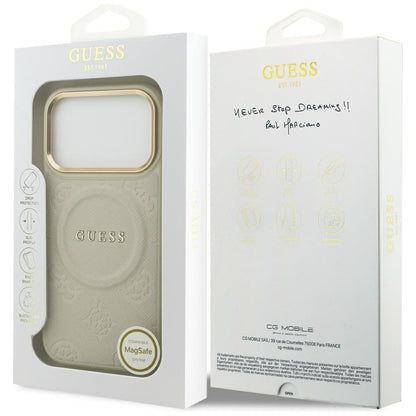 MagSafe ovitek za Apple iPhone 17 Pro, Guess, Peony Hot Stamp, Bež