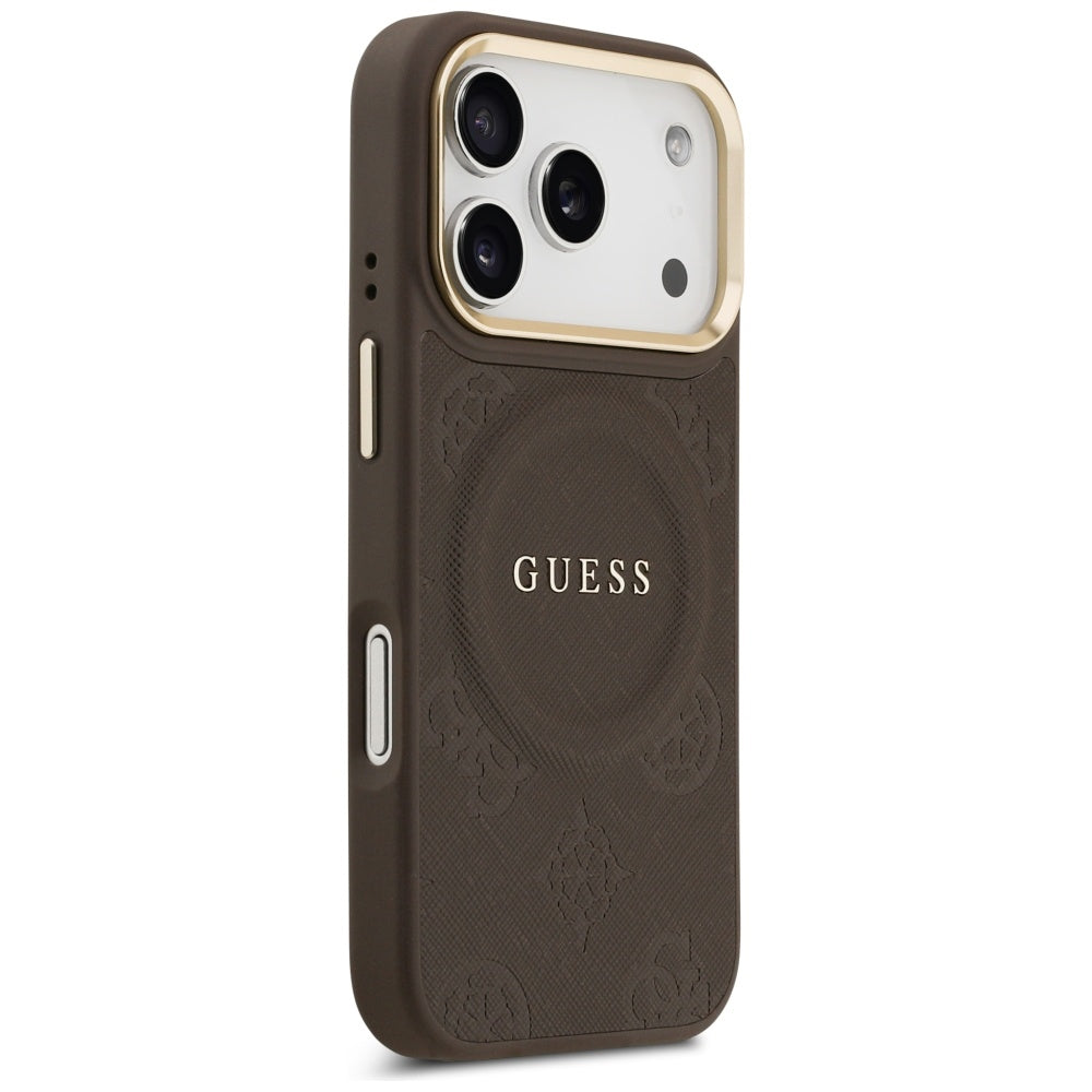 Ovitek MagSafe za Apple iPhone 17 Pro, Guess, Peony Hot Stamp, Rjava