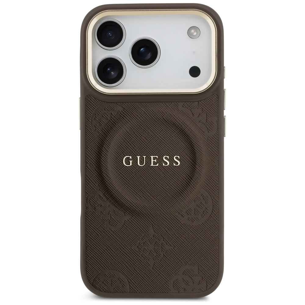 Ovitek MagSafe za Apple iPhone 17 Pro, Guess, Peony Hot Stamp, Rjava