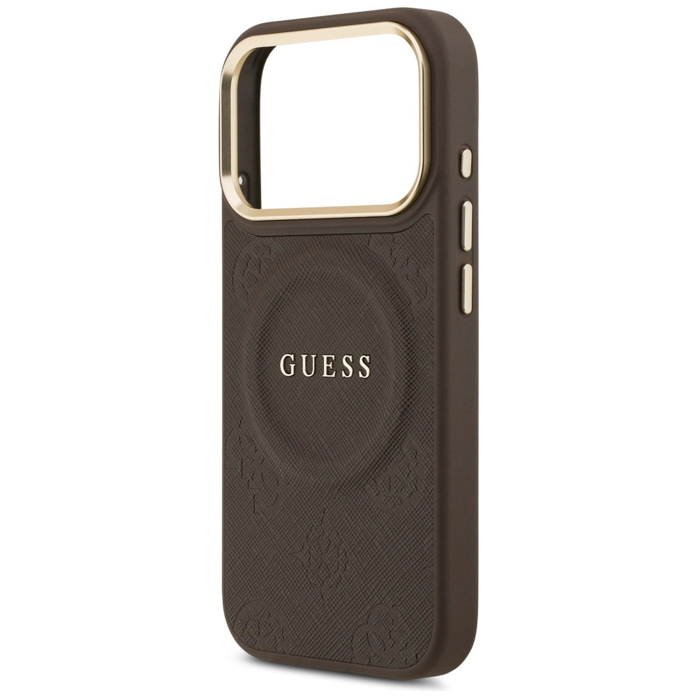 Ovitek MagSafe za Apple iPhone 17 Pro, Guess, Peony Hot Stamp, Rjava
