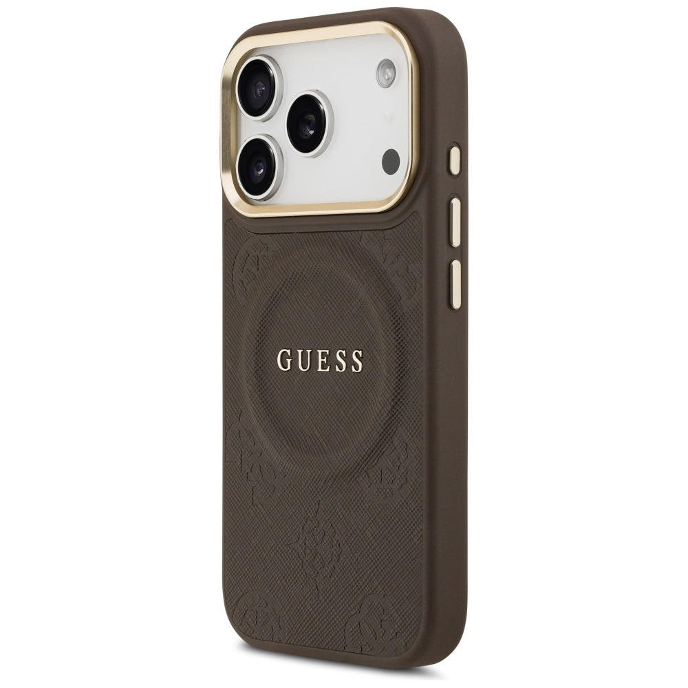 Ovitek MagSafe za Apple iPhone 17 Pro, Guess, Peony Hot Stamp, Rjava