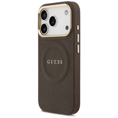 Ovitek MagSafe za Apple iPhone 17 Pro, Guess, Peony Hot Stamp, Rjava