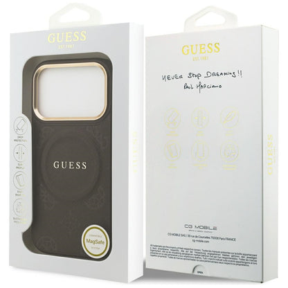 Ovitek MagSafe za Apple iPhone 17 Pro, Guess, Peony Hot Stamp, Rjava