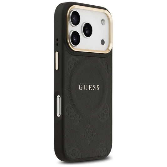 Ovitek MagSafe za Apple iPhone 17 Pro, Guess, Peony Hot Stamp, Črn
