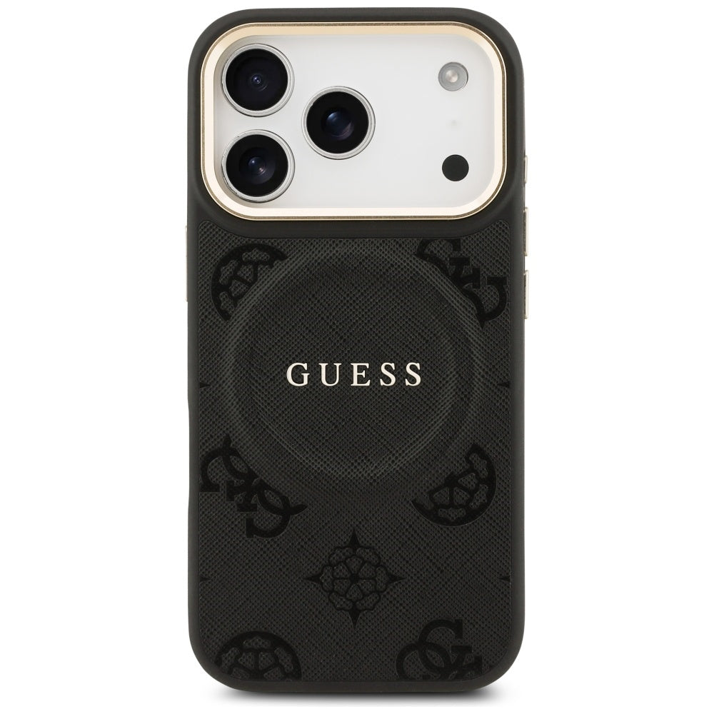 Ovitek MagSafe za Apple iPhone 17 Pro, Guess, Peony Hot Stamp, Črn