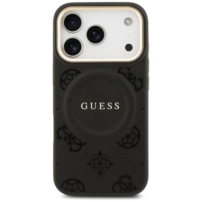 Ovitek MagSafe za Apple iPhone 17 Pro, Guess, Peony Hot Stamp, Črn