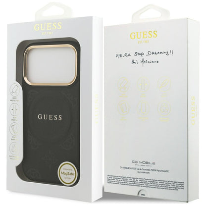 Ovitek MagSafe za Apple iPhone 17 Pro, Guess, Peony Hot Stamp, Črn