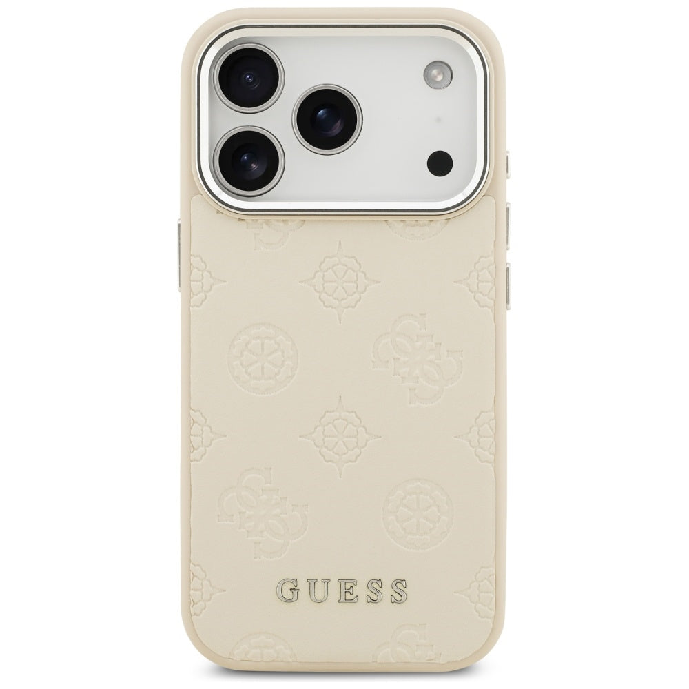 Ovitek MagSafe za Apple iPhone 17 Pro, Guess, Peony Hot Stamp Script, Bež