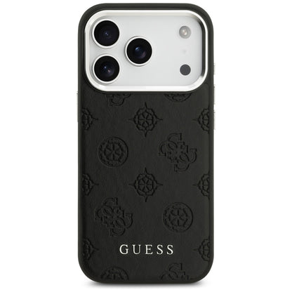 MagSafe ovitek za Apple iPhone 17 Pro, Guess, Peony Hot Stamp Script, črn