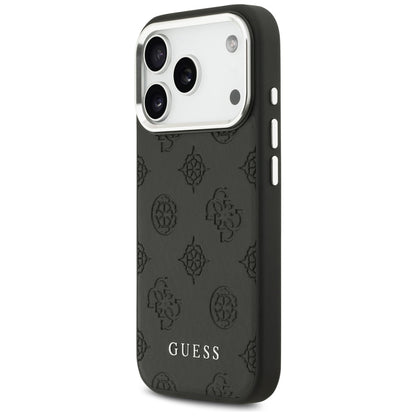 MagSafe ovitek za Apple iPhone 17 Pro, Guess, Peony Hot Stamp Script, črn