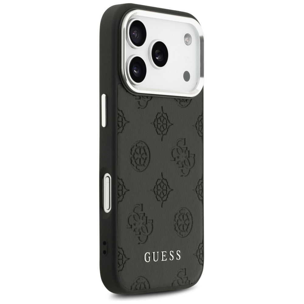 MagSafe ovitek za Apple iPhone 17 Pro, Guess, Peony Hot Stamp Script, črn