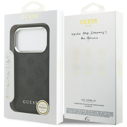 MagSafe ovitek za Apple iPhone 17 Pro, Guess, Peony Hot Stamp Script, črn