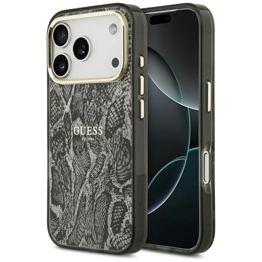 Ovitek MagSafe za Apple iPhone 17 Pro, Guess, Python vzorec, Črna