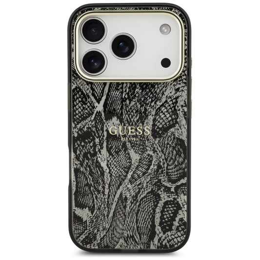 Ovitek MagSafe za Apple iPhone 17 Pro, Guess, Python vzorec, Črna