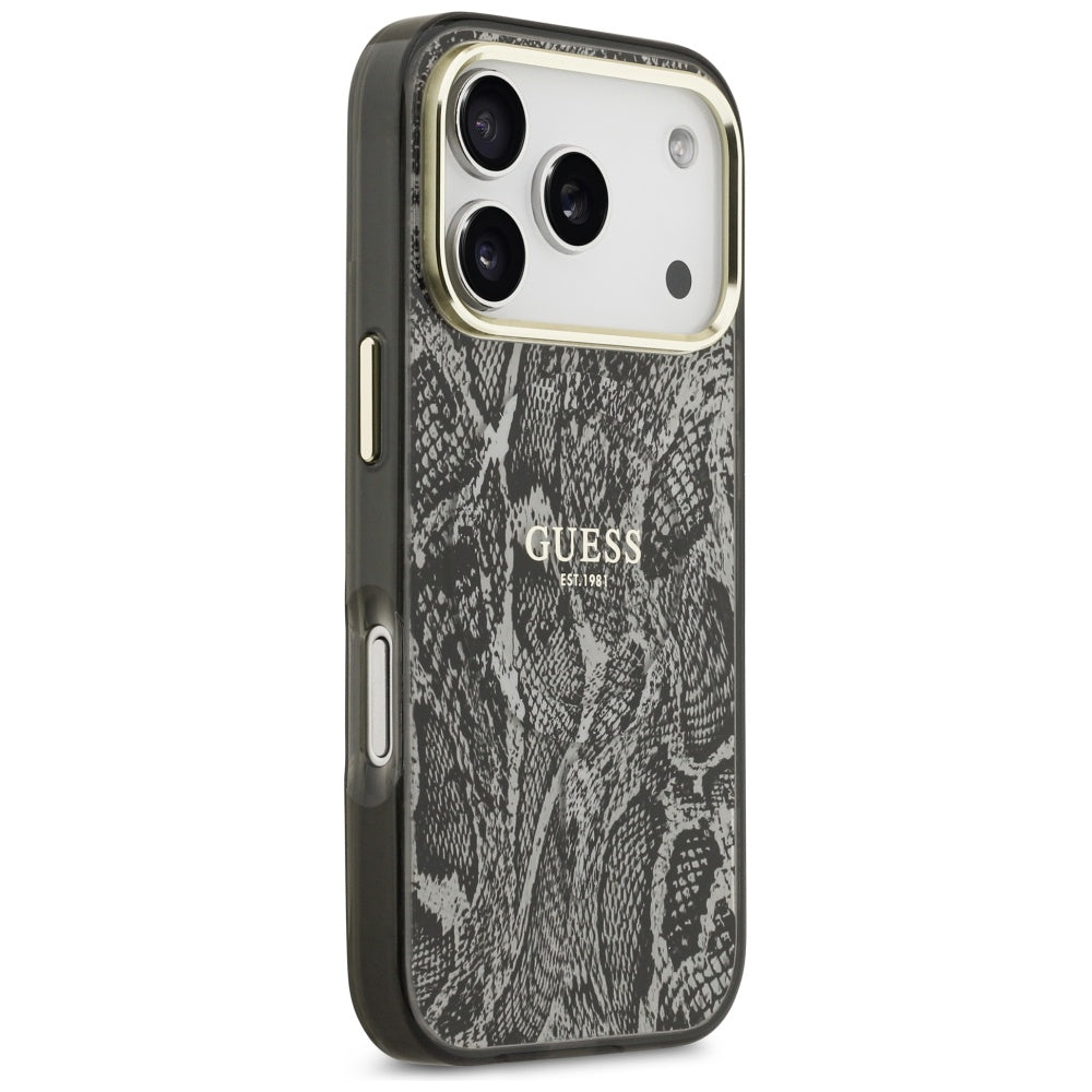 Ovitek MagSafe za Apple iPhone 17 Pro, Guess, Python vzorec, Črna