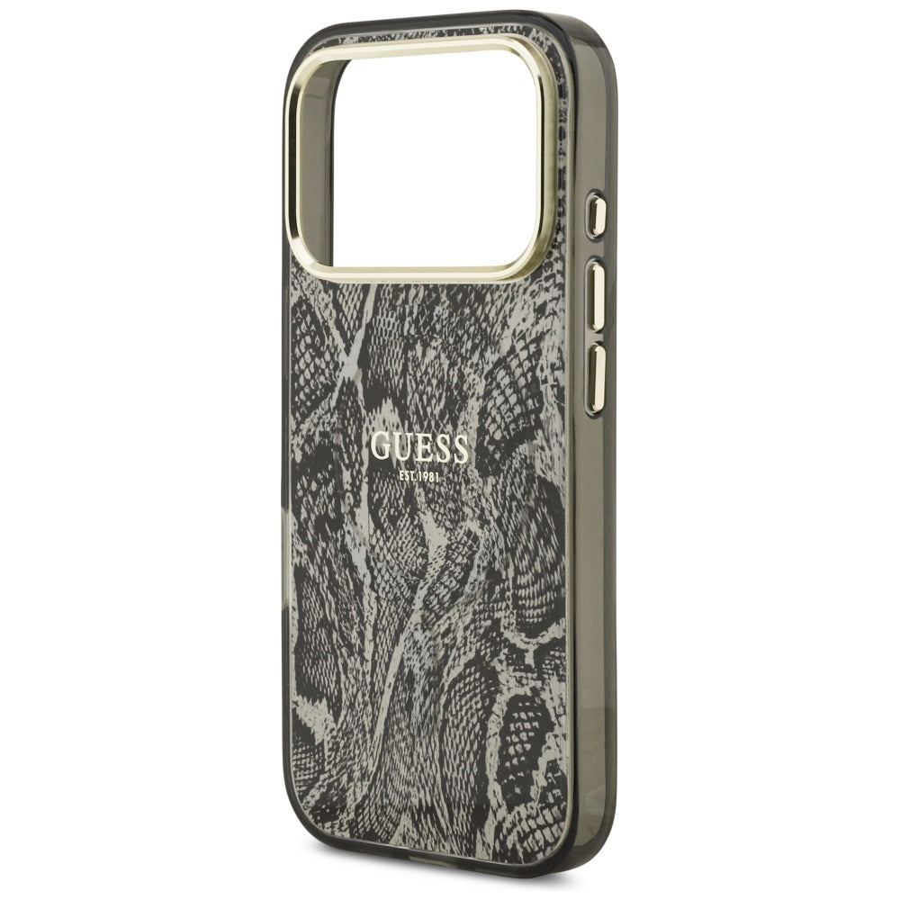 Ovitek MagSafe za Apple iPhone 17 Pro, Guess, Python vzorec, Črna