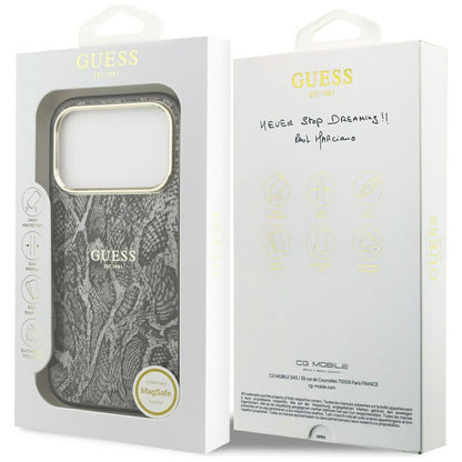 Ovitek MagSafe za Apple iPhone 17 Pro, Guess, Python vzorec, Črna