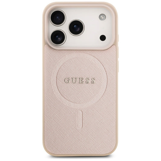 Ovitek MagSafe za Apple iPhone 17 Pro, Guess, Saffiano Classic Logo, Roza