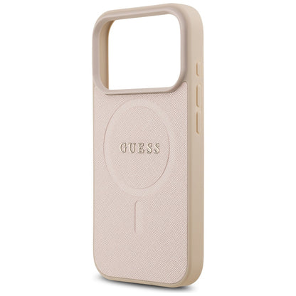 Ovitek MagSafe za Apple iPhone 17 Pro, Guess, Saffiano Classic Logo, Roza