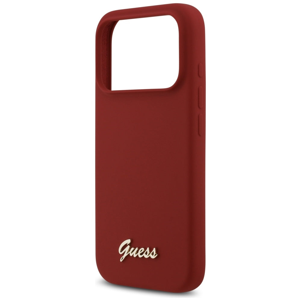 Ovitek MagSafe za Apple iPhone 17 Pro, Guess, Script Metal Logo, Roza