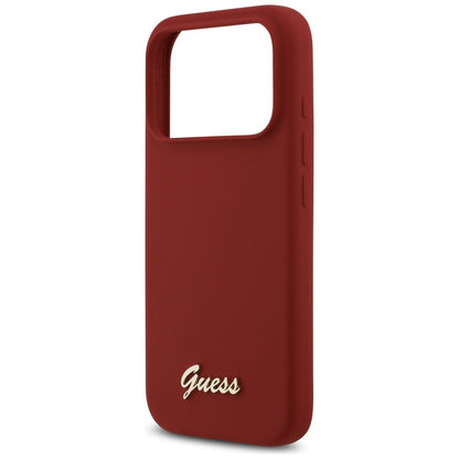 Ovitek MagSafe za Apple iPhone 17 Pro, Guess, Script Metal Logo, Roza
