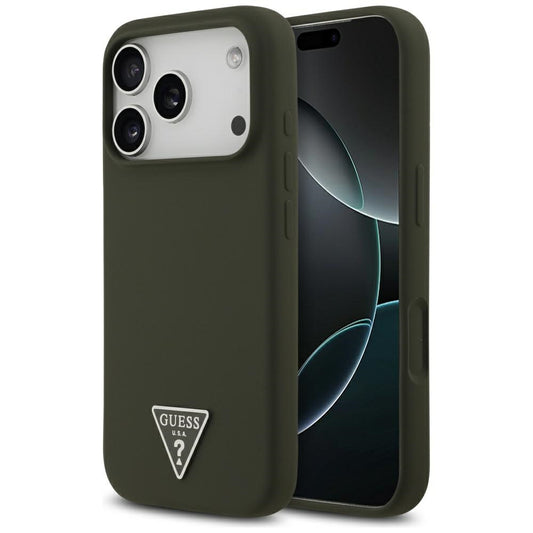 Ovitek MagSafe za Apple iPhone 17 Pro, Guess, Triangle Logo, Kaki