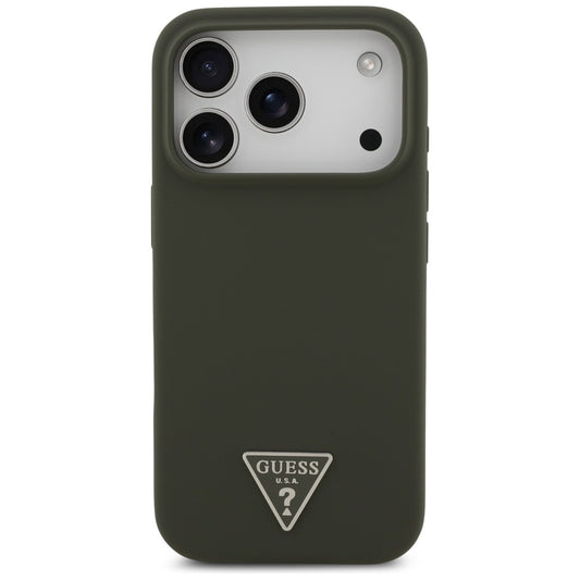 Ovitek MagSafe za Apple iPhone 17 Pro, Guess, Triangle Logo, Kaki