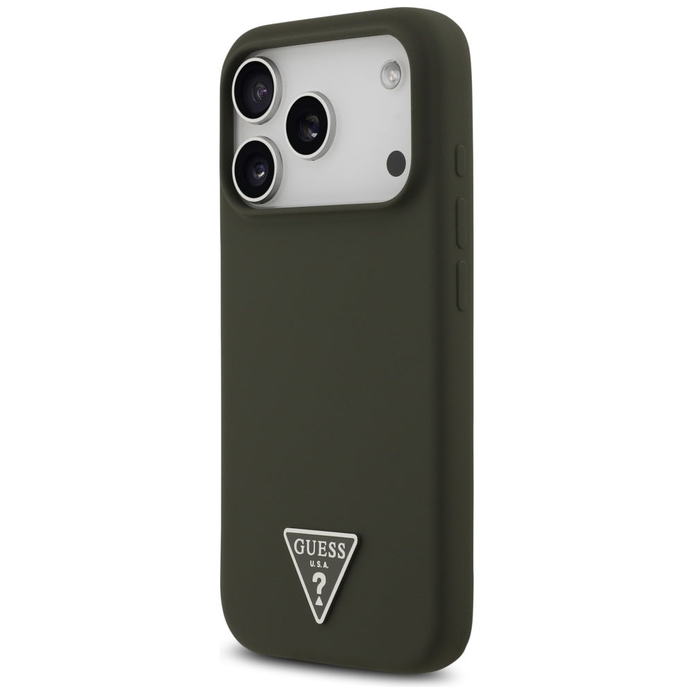 Ovitek MagSafe za Apple iPhone 17 Pro, Guess, Triangle Logo, Kaki