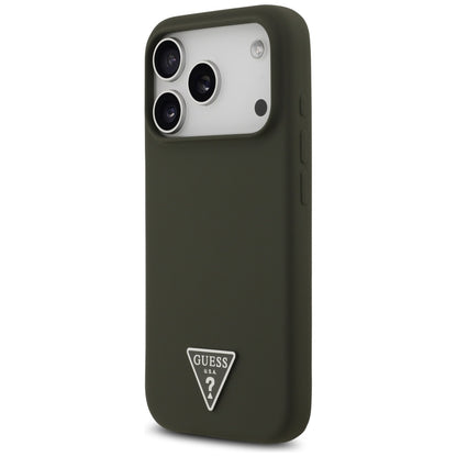 Ovitek MagSafe za Apple iPhone 17 Pro, Guess, Triangle Logo, Kaki