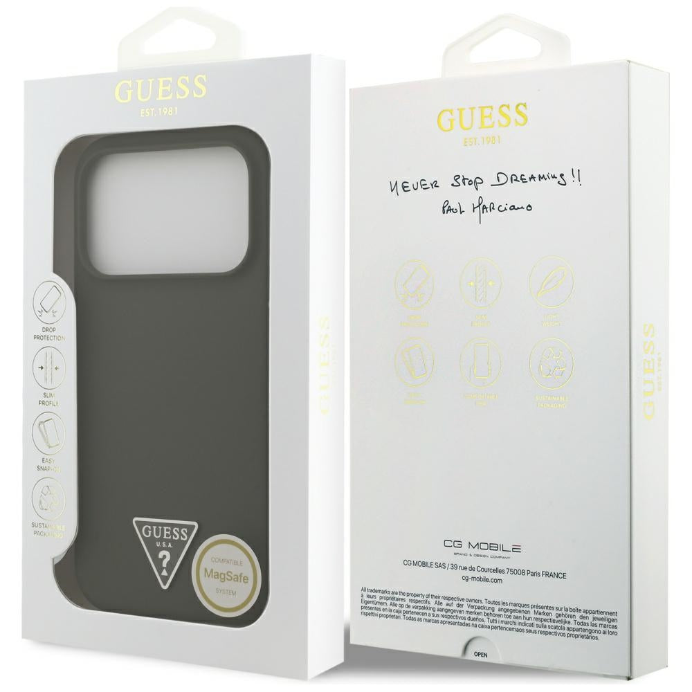 Ovitek MagSafe za Apple iPhone 17 Pro, Guess, Triangle Logo, Kaki