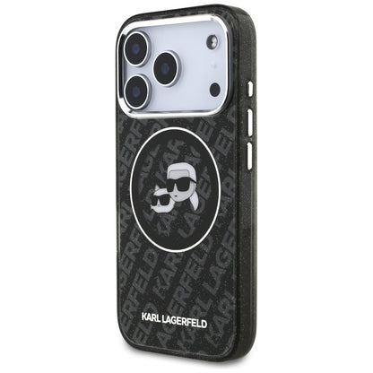Ovitek MagSafe za Apple iPhone 17 Pro, Karl Lagerfeld, Glitter Karl & Choupette Head, črn