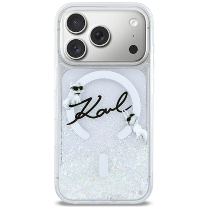 Ovitek MagSafe za Apple iPhone 17 Pro, Karl Lagerfeld, Glitter Karl Script Logo, Prozoren