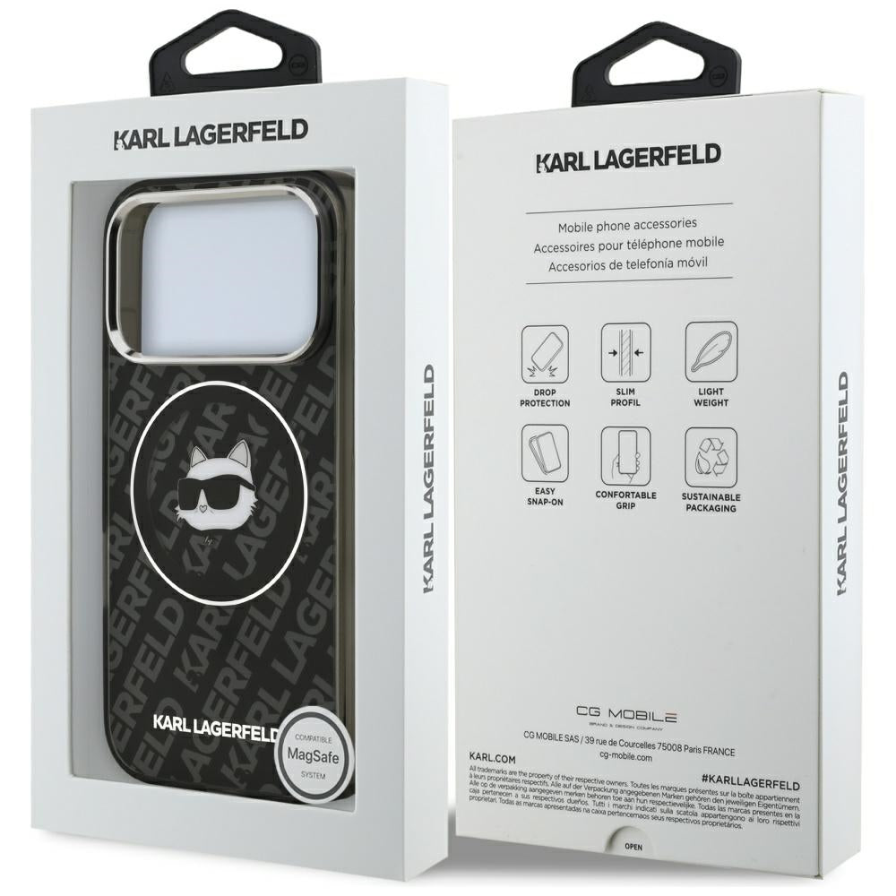 Ovitek MagSafe za Apple iPhone 17 Pro, Karl Lagerfeld, IML Choupette`s Head, Črna