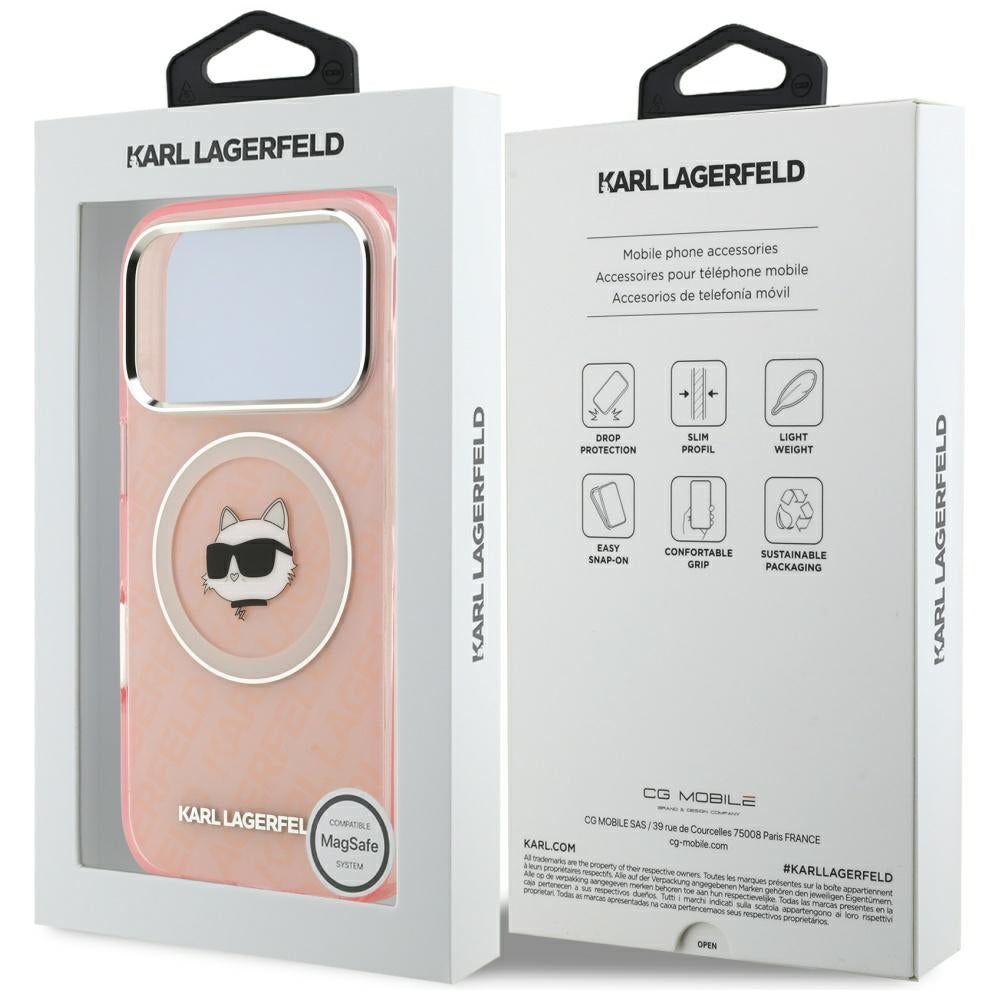 Ovitek MagSafe za Apple iPhone 17 Pro, Karl Lagerfeld, IML Choupette`s Head, Roza