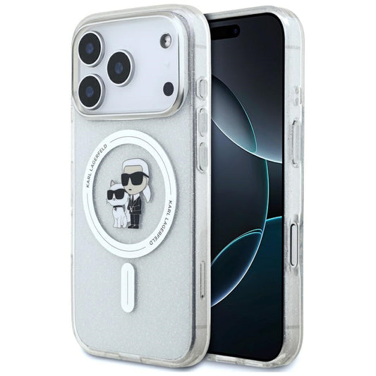 Ovitek MagSafe za Apple iPhone 17 Pro, Karl Lagerfeld, IML Glitter Karl & Choupette, Prozoren