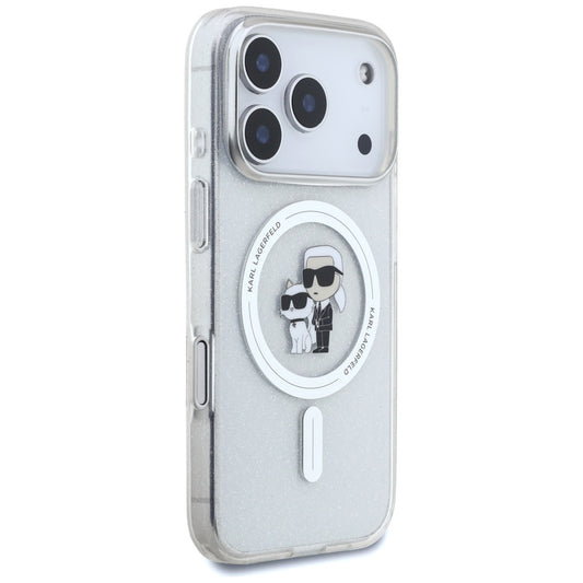 Ovitek MagSafe za Apple iPhone 17 Pro, Karl Lagerfeld, IML Glitter Karl & Choupette, Prozoren