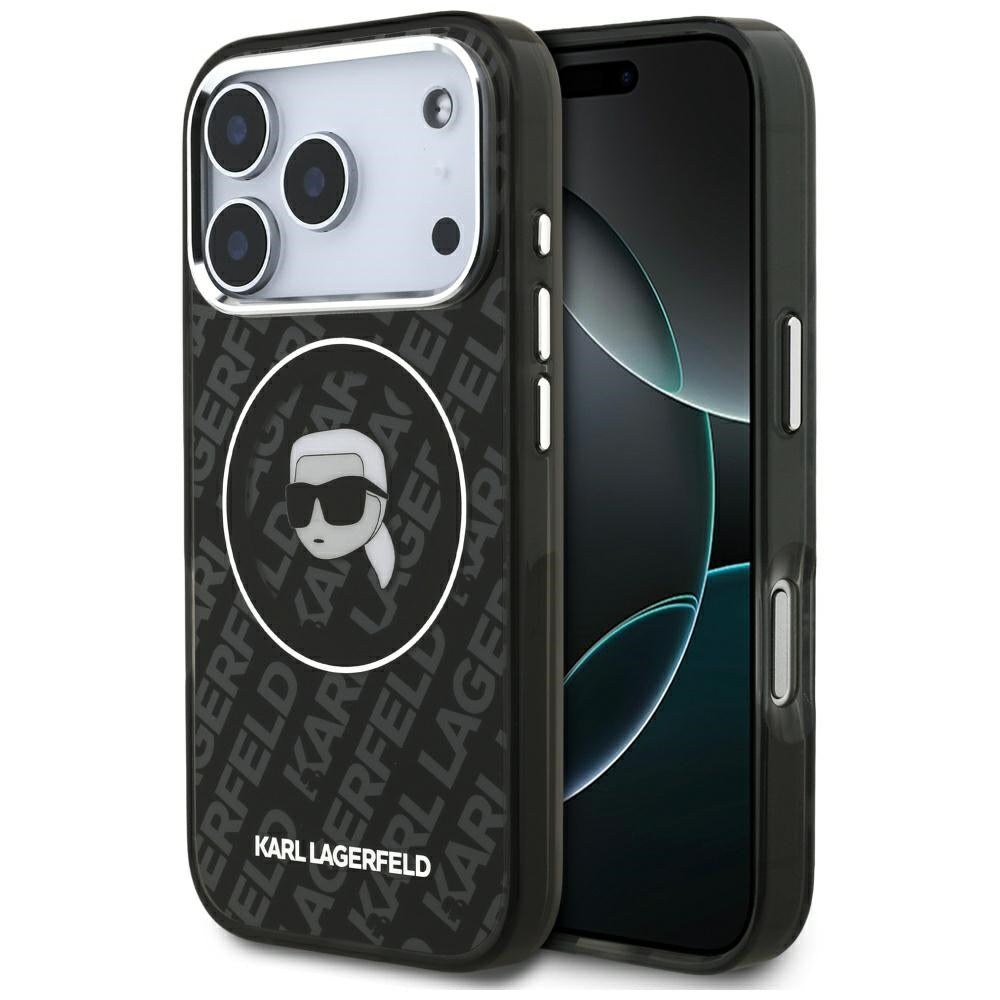 Ovitek MagSafe za Apple iPhone 17 Pro, Karl Lagerfeld, IML Karl`s Head, Črn