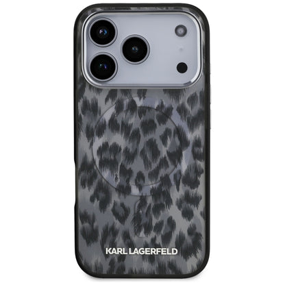 Ovitek MagSafe za Apple iPhone 17 Pro, Karl Lagerfeld, IML Leopard vzorec, črn