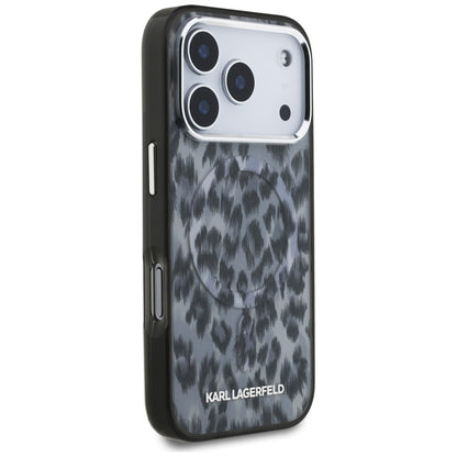 Ovitek MagSafe za Apple iPhone 17 Pro, Karl Lagerfeld, IML Leopard vzorec, črn