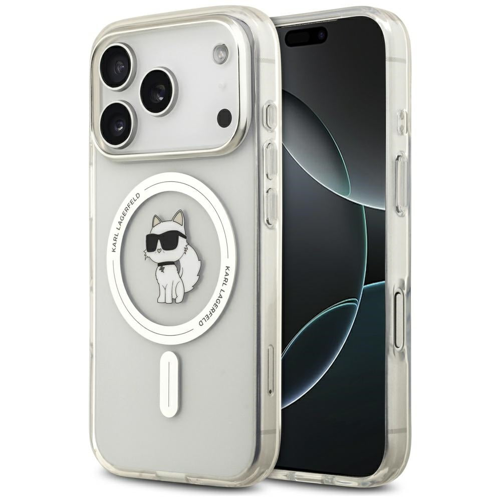 Ovitek MagSafe za Apple iPhone 17 Pro, Karl Lagerfeld, IML Logo Choupette, Prozoren