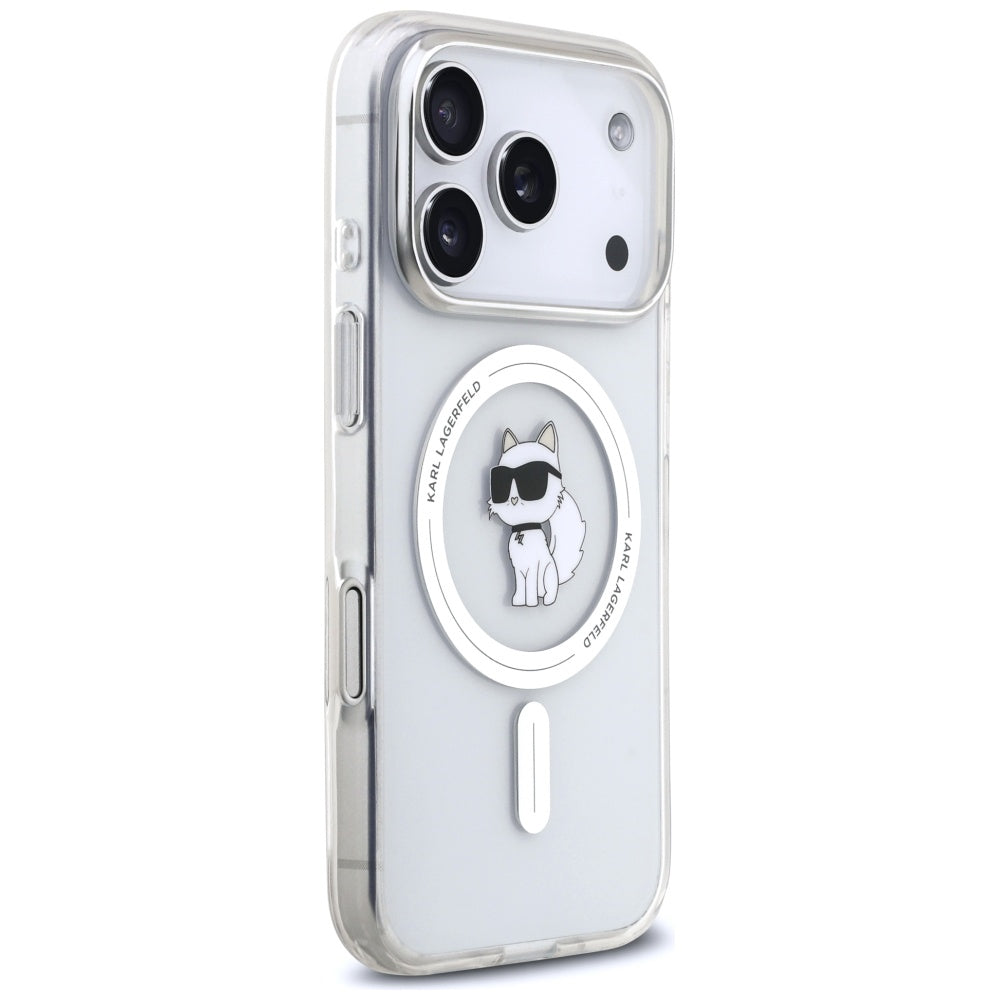 Ovitek MagSafe za Apple iPhone 17 Pro, Karl Lagerfeld, IML Logo Choupette, Prozoren