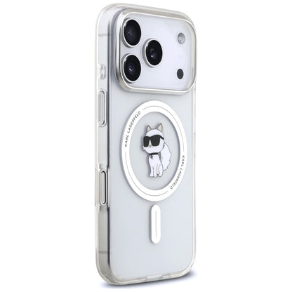 Ovitek MagSafe za Apple iPhone 17 Pro, Karl Lagerfeld, IML Logo Choupette, Prozoren