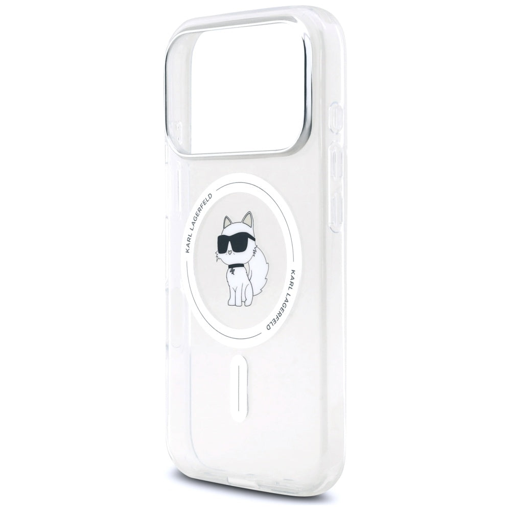 Ovitek MagSafe za Apple iPhone 17 Pro, Karl Lagerfeld, IML Logo Choupette, Prozoren