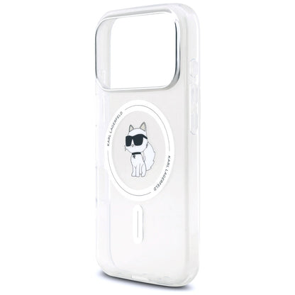 Ovitek MagSafe za Apple iPhone 17 Pro, Karl Lagerfeld, IML Logo Choupette, Prozoren