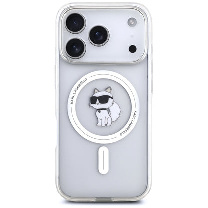 Ovitek MagSafe za Apple iPhone 17 Pro, Karl Lagerfeld, IML Logo Choupette, Prozoren