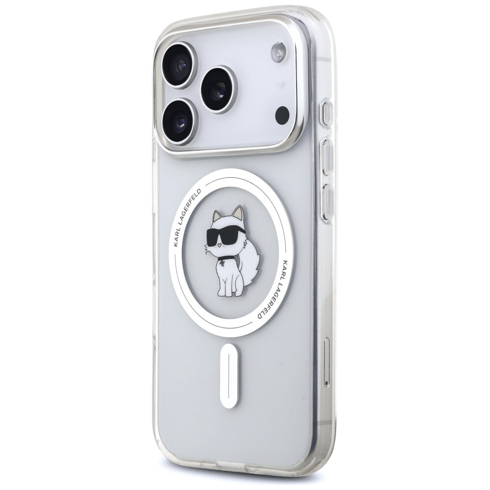 Ovitek MagSafe za Apple iPhone 17 Pro, Karl Lagerfeld, IML Logo Choupette, Prozoren