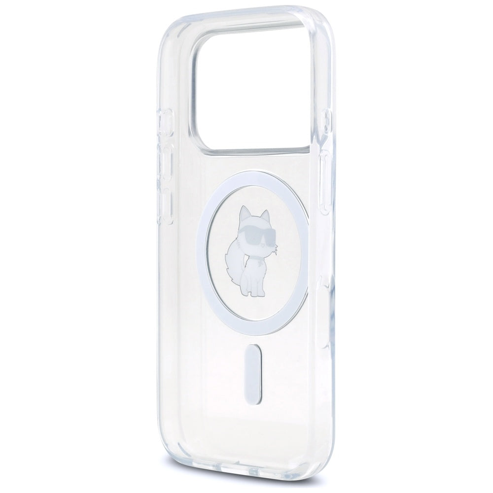 Ovitek MagSafe za Apple iPhone 17 Pro, Karl Lagerfeld, IML Logo Choupette, Prozoren