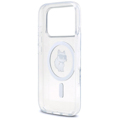 Ovitek MagSafe za Apple iPhone 17 Pro, Karl Lagerfeld, IML Logo Choupette, Prozoren